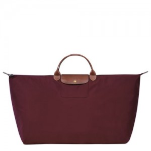 Burgundy - Recycled canvas Longchamp Le Pliage Original M Men Travel Bags | AU9198UZ