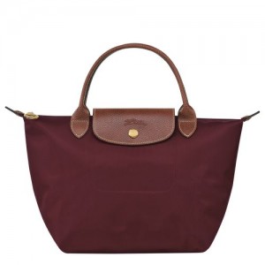 Burgundy - Recycled canvas Longchamp Le Pliage Original S Women Handbag | AU7337TC