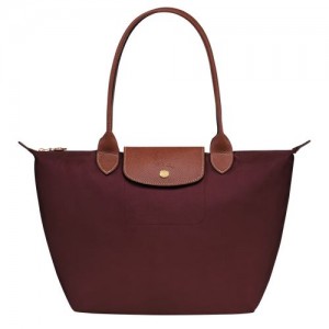 Burgundy - Recycled canvas Longchamp Le Pliage Original M Tote Women Shoulder Bags | AU7612ZU