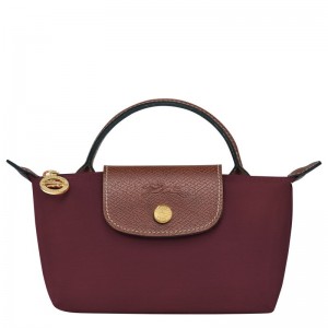 Burgundy - Recycled canvas Longchamp Le Pliage Original with handle Women Pouches | AU7945SG