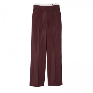 Burgundy - Technical taffeta Longchamp Straight with patch Women Pants | AU8698FD