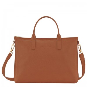 Caramel - Leather Longchamp Le FoulonnÉ S Women Briefcase | AU7751EB