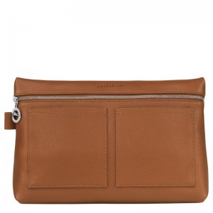 Caramel - Leather Longchamp Le FoulonnÉ Toiletry case Women Travel Bags | AU8085NW