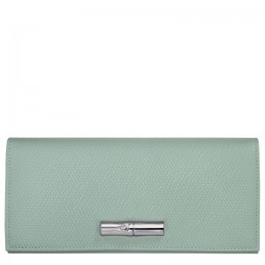 Celadon - Leather Longchamp Le Roseau Flap Women Wallets | AU7839FD