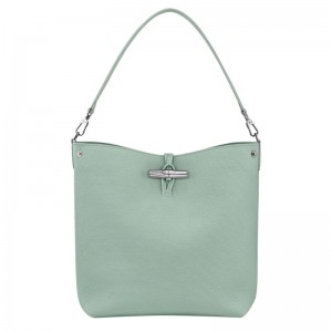 Celadon - Leather Longchamp Le Roseau M Shoulder Women Shoulder Bags | AU7555GS