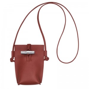 Chestnut - Leather Longchamp Le Roseau 1 Women Phone Case | AU8025JP