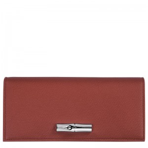 Chestnut - Leather Longchamp Le Roseau Flap Women Wallets | AU7857TC