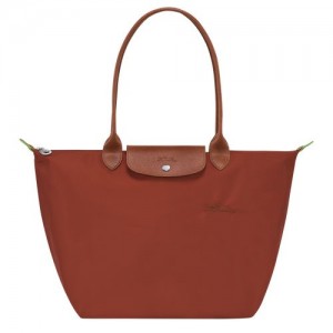 Chestnut - Recycled canvas Longchamp Le Pliage Green L Tote Women Shoulder Bags | AU7589RV