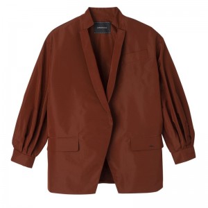 Chestnut - Technical taffeta Longchamp Kimono Women Jackets | AU8555MQ