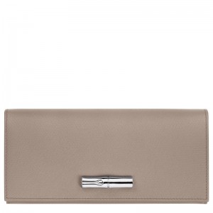 Clay - Leather Longchamp Le Roseau Flap Women Wallets | AU7859UZ