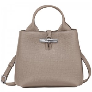 Clay - Leather Longchamp Le Roseau S Women Handbag | AU7309BE