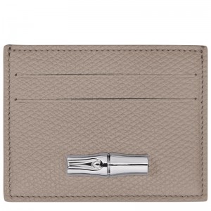 Clay - Leather Longchamp Le Roseau Women Card Holder | AU7908RV