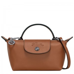 Cognac - Leather Longchamp Le Pliage Xtra XS Pouch Women Crossbody Bags | AU7455LI