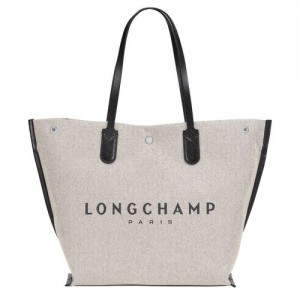 Ecru - Canvas Longchamp Essential L Tote Women Shoulder Bags | AU7575KO