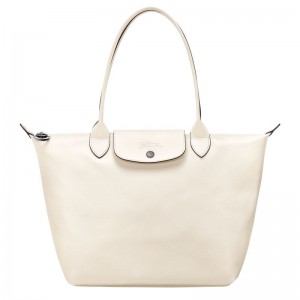 Ecru - Leather Longchamp Le Pliage Xtra M Tote Women Shoulder Bags | AU7565NW