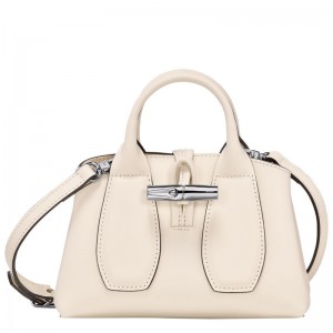 Ecru - Leather Longchamp Le Roseau XS Women Handbag | AU7254MQ