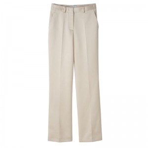 Ecru - Satin Longchamp Suit Women Pants | AU8710MQ