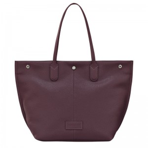 Eggplant - Leather Longchamp Essential L Tote Women Shoulder Bags | AU7547UZ