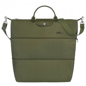 Forest - Recycled canvas Longchamp Le Pliage Green expandable Women Travel Bags | AU8136BE