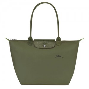 Forest - Recycled canvas Longchamp Le Pliage Green L Tote Women Shoulder Bags | AU7616BE