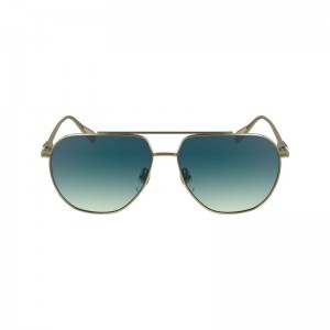 Gold/Petrol Blue - Metal Longchamp Women Sunglasses | AU8464DF