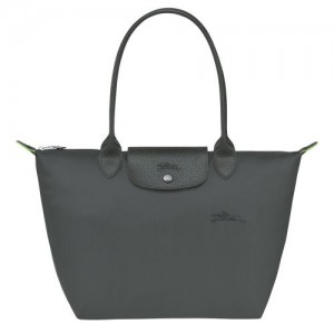 Graphite - Recycled canvas Longchamp Le Pliage Green M Tote Women Shoulder Bags | AU7619MQ