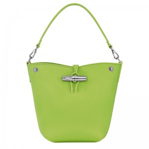 Green Light - Leather Longchamp Le Roseau XS Bucket Women Crossbody Bags | AU7445OK