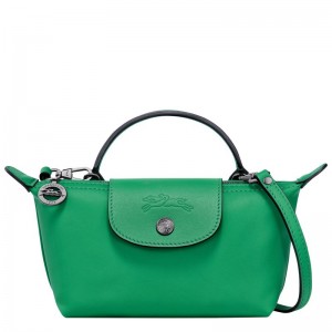 Green - Leather Longchamp Le Pliage Xtra XS Pouch Women Crossbody Bags | AU7401JP