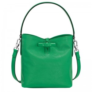 Green - Leather Longchamp Le Roseau XS Bucket Women Mini Bags | AU7014UZ