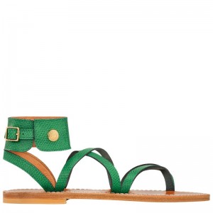 Green - Leather Longchamp Women Sandals | AU8742YX