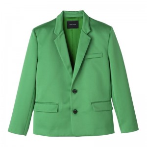 Green - Satin Longchamp Oversize Women Jackets | AU8523YX