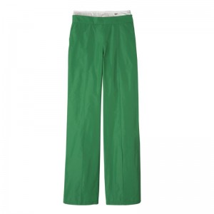 Green - Technical taffeta Longchamp Straight with patch Women Pants | AU8697DF