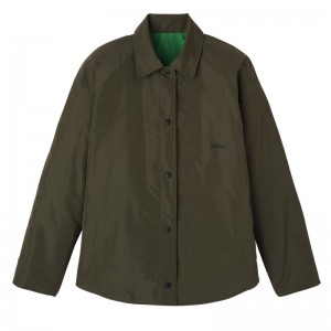 Khaki/Green - Technical taffeta Longchamp Padded blouson Women Jackets | AU8533TC