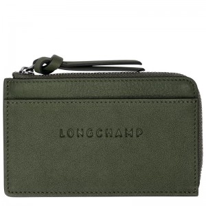 Khaki - Leather Longchamp 3D Men Card Holder | AU9023MQ