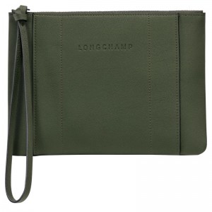 Khaki - Leather Longchamp 3D Women Pouches | AU7959EB