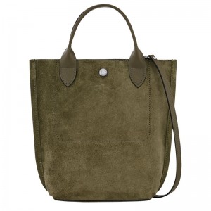 Khaki - Leather Longchamp Cabas XS Tote Women Handbag | AU7215FD