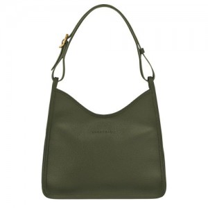 Khaki - Leather Longchamp Le FoulonnÉ M Hobo Women Shoulder Bags | AU7620NW