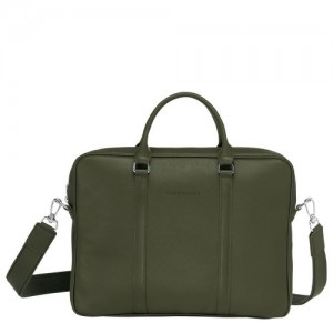 Khaki - Leather Longchamp Le FoulonnÉ XS Men Briefcase | AU8793TC