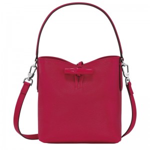 Magenta - Leather Longchamp Le Roseau XS Bucket Women Crossbody Bags | AU7411MQ