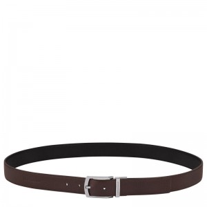 Mocha/Black - Leather Longchamp Le FoulonnÉ Men Belts | AU9323GS