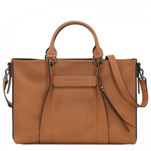 Natural - Leather Longchamp 3D L Women Handbag | AU7281QM