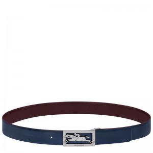 Navy/Burgundy - Leather Longchamp Delta Box Men Belts | AU9301IL