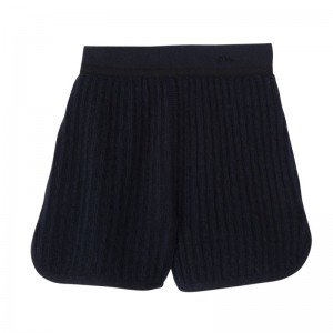 Navy - Knit Longchamp Women Shorts | AU8717ZU