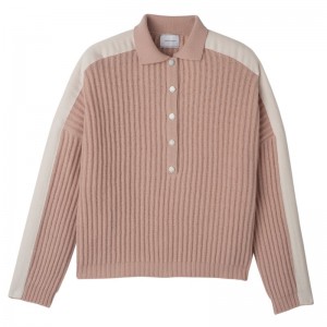 Nude - Knit Longchamp Polo collar Women Jumper | AU8676OK