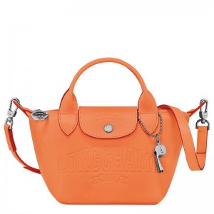 Orange - Leather Longchamp Le Pliage Xtra XS Women Handbag | AU7211KO