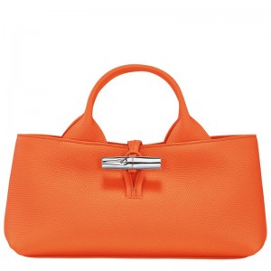 Orange - Leather Longchamp Le Roseau S Women Handbag | AU7294FD