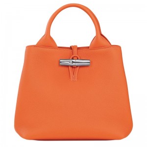 Orange - Leather Longchamp Le Roseau S Women Handbag | AU7310VR