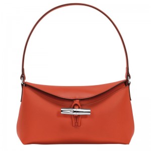 Paprika - Leather Longchamp Le Roseau S Hobo Women Shoulder Bags | AU7529SG