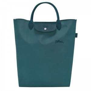 Peacock - Canvas Longchamp Le Pliage Green M Tote Women Handbag | AU7164DF