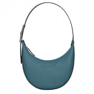 Peacock - Leather Longchamp Le Roseau Essential S Hobo Women Shoulder Bags | AU7583PJ